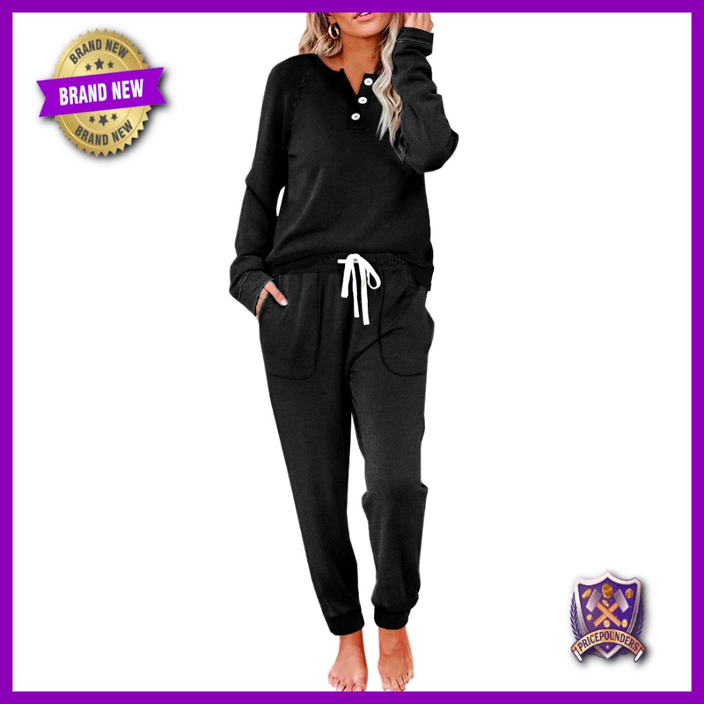 Long Sleeve Sweatsuit Set With Pockets, Regular Fit, Machine Washable